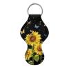 Poceacles Sunflower Butterfly Chapstick Holder Keychain for Women and Girls view 2