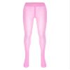 CHICTRY Women's Sheer Open-Crotch Pantyhose, Glossy Mesh Bodystocking with Zipper, Pink, XL view 2