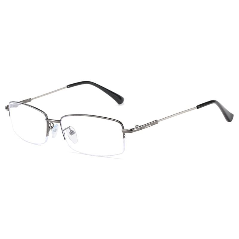 Fullwosing Blue-Light-Filtering Distance Glasses for Nearsightedness, -0.50 to -6.00 Diopters, Semi-Rimless Metal, Women's and Men's (-5.50, Metallic)