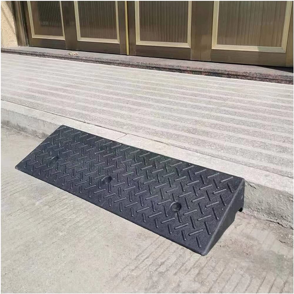 Curb Ramps for Low Cars and Scooters, Heavy-Duty Rubber Threshold Ramp, Non-Slip, 100 x 25 x 7 cm
