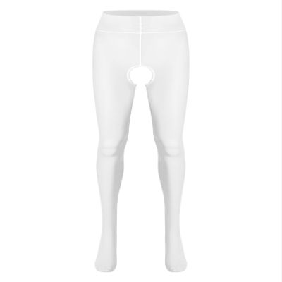 Alvivi Women's White Nylon Crotchless Tights, One Size