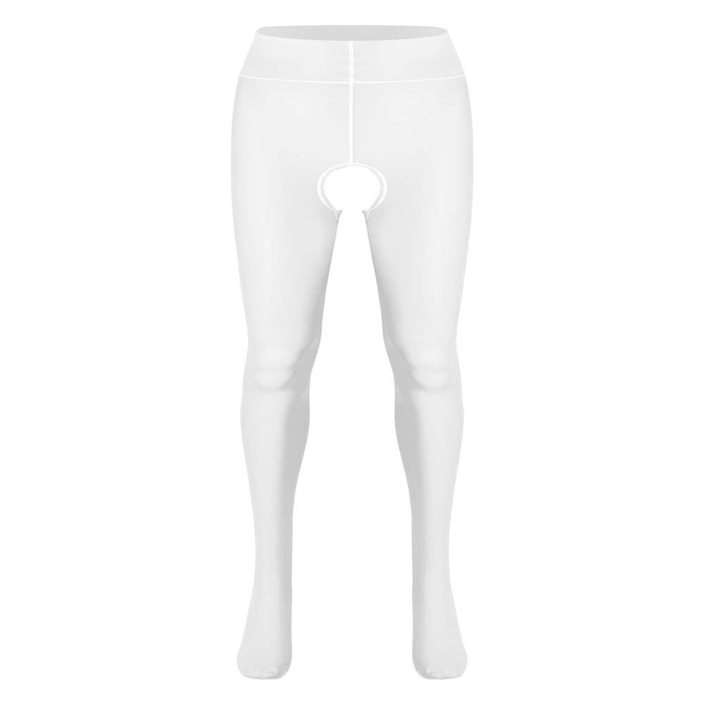 Alvivi Women's White Nylon Crotchless Tights, One Size
