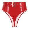 Alvivi Women's Wetlook Open-Crotch G-String Thong Panty, Patent-Look Faux Leather, Red, L view 1