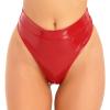 Alvivi Women's Wetlook Open-Crotch G-String Thong Panty, Patent-Look Faux Leather, Red, L view 2