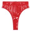 Alvivi Women's Wetlook Open-Crotch G-String Thong Panty, Patent-Look Faux Leather, Red, L view 4