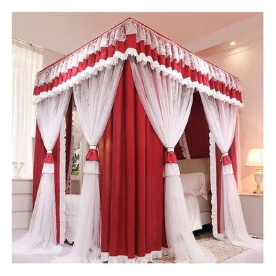 Mosquito Net Bed Canopy for European-Style Canopy Beds, Red, 180 x 200 cm