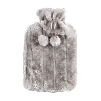 2 L Hot Water Bottle with Plush Faux-Fur Cover, Removable