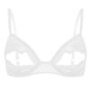 Manyakai Women's Sheer Lace Open-Bust Bra, White, XXL view 1