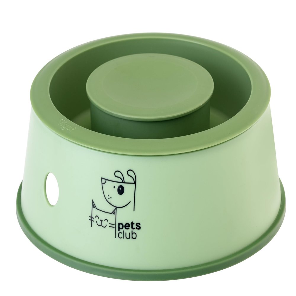 Vigar 3-in-1 Food Bowl for Dogs and Cats, 24.7 x 24.7 x 9 cm, Pets Club, Non-Slip, Green