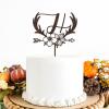 Custom Letter H Wreath Cake Topper, Wood Brown view 1