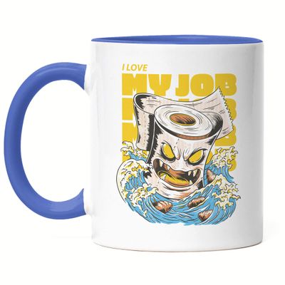 Hey!Print Blue Mug – Toilet Paper, Shit, Love, Job, Task, Bathroom, Toilet