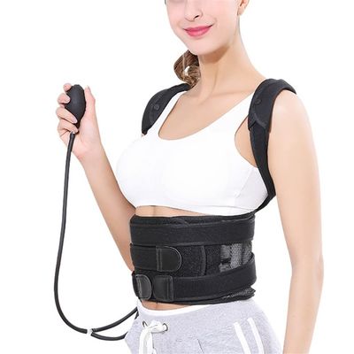 Samnuerly Inflatable Double-Pull Shoulder and Upper-Back Posture Corrector, Black, Size M