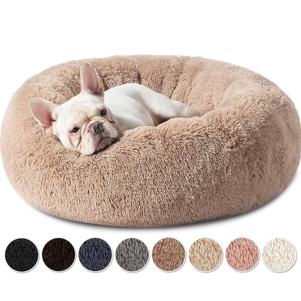 Yurun Donut Pet Bed, Soft Washable Dog Bed, Premium Doughnut-Shaped Cat Bed for Cats and Small to Medium Dogs, Light Brown, 70 x 70 x 20 cm