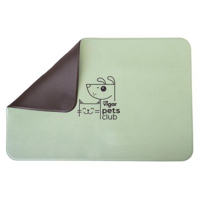 Vigar - Dog Feeding Mat - Pets Club Collection - 60 x 40 x 0.5 cm - Non-Slip and Padded - Green and Black