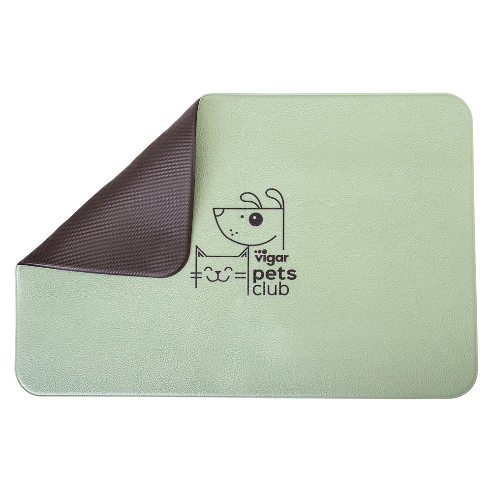Vigar - Dog Feeding Mat - Pets Club Collection - 60 x 40 x 0.5 cm - Non-Slip and Padded - Green and Black