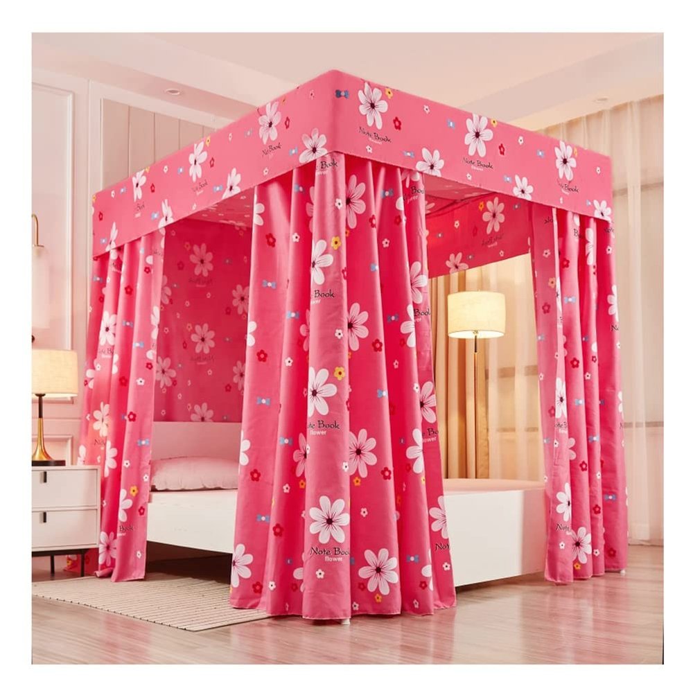 Mosquito Net Bed Canopy with 4 Corner Posts, 120 x 200 x 200 cm, Color C