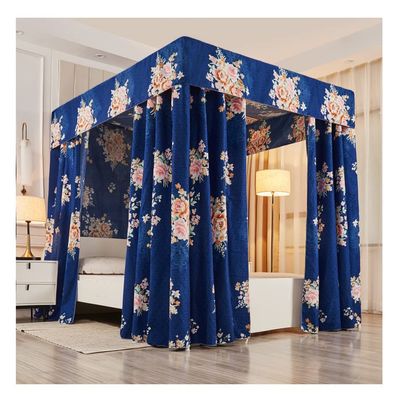 Mosquito Net Bed Canopy with 4 Corner Posts, Color D, 150 x 200 x 200 cm