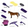 Ueemph 13-Piece Horse Grooming Kit: Brushes, Storage Bag, Sweat Scraper, Mane Comb, Grooming Gloves, Purple Horse Gifts for Girls view 2