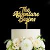 The Adventure Begins Wedding Cake Topper, Vow Renewal Cake Topper, Elegant Anniversary Cake Topper, Unique Gift for Wedding, Engagement, Anniversary, Gold view 1