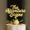 The Adventure Begins Wedding Cake Topper, Vow Renewal Cake Topper, Elegant Anniversary Cake Topper, Unique Gift for Wedding, Engagement, Anniversary, Gold view 2