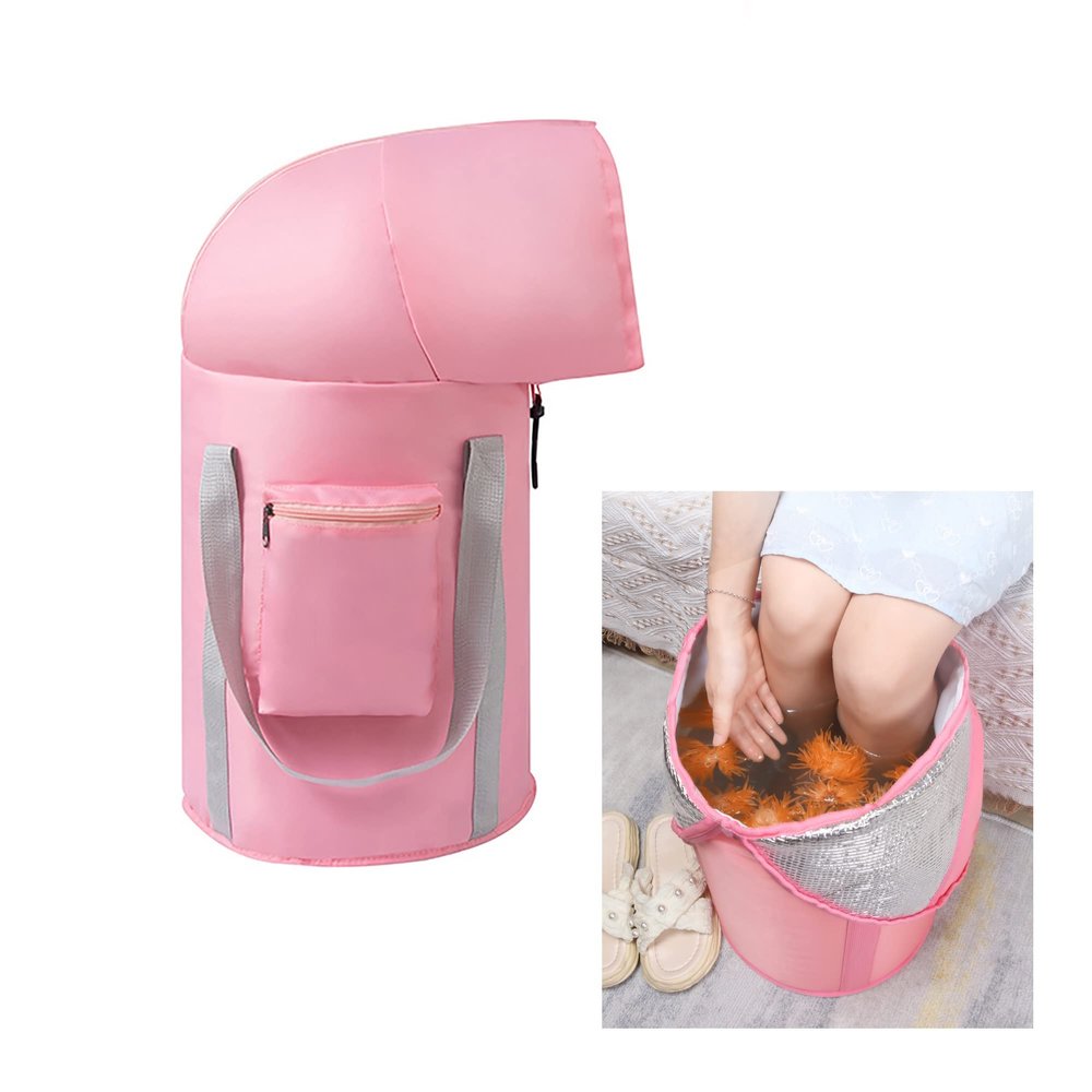 Foldable Foot Bath Bucket Spa with Storage Bags, Pink, 32x6