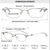 Lanomi Men's Blue-Light-Blocking Rectangular Half-Rim Reading Glasses, Clear Gray, +2.0 view 2
