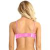 Hansber Women's Faux Leather Wetlook Push-Up Bra, Lace-Up Bustier, Pink, XL view 2