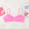 Hansber Women's Faux Leather Wetlook Push-Up Bra, Lace-Up Bustier, Pink, XL view 3