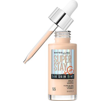 Maybelline New York Super Stay Skin Tint Foundation No. 5.5, Longwear Makeup with Vitamin C, Vegan Formula