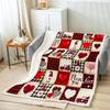 Homewish Cute Gnome Blanket for Kids, Boys and Girls, Patchwork Rose Flower Heart Plaid Fuzzy Throw Blanket, 130 x 150 cm, Red and Black Buffalo Plaid Fleece Blanket for Home Decor view 2