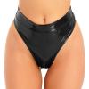 Aislor Women's Wetlook Patent Leather Briefs with Zipper, Black, M view 2