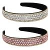 YISSION 2-Piece Rhinestone Headbands for Women and Girls, Silver and Pink view 1