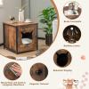 COSTWAY 2-Pack Cat Cabinet, Litter Box Enclosure and Cat House, Vintage Brown, 50 x 53 x 55 cm view 4