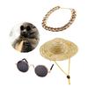 Mipcase 9-Piece Pet Accessories Set with Retro Straw Hats, Gold Necklaces and Sunglasses for Dogs and Cats view 2