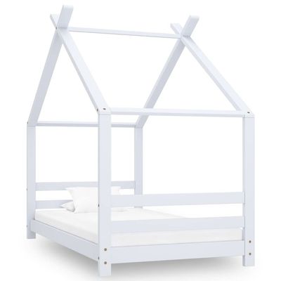 WIFESE White Solid Pine House Bed Frame, 80 x 160 cm
