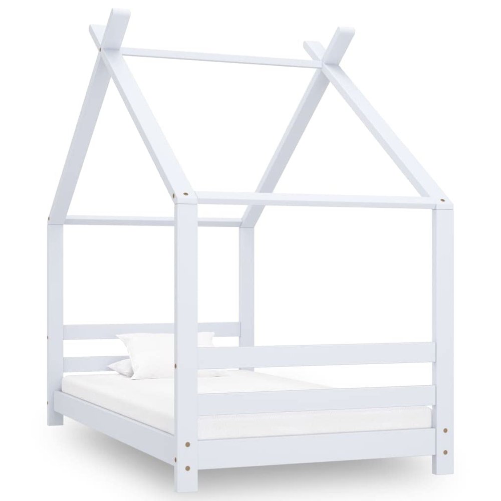 WIFESE White Solid Pine House Bed Frame, 80 x 160 cm