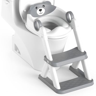 Rabb 1st Toilet Ladder for Kids, Toilet Training Seat with Steps (Gray)