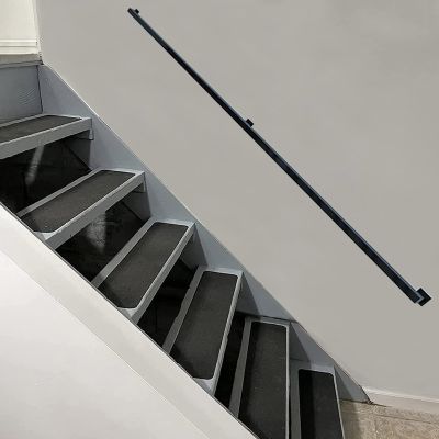 DMCHENGMA Black Square-Pipe Stair Handrail, Wall-Mounted Metal Rail, 420 cm