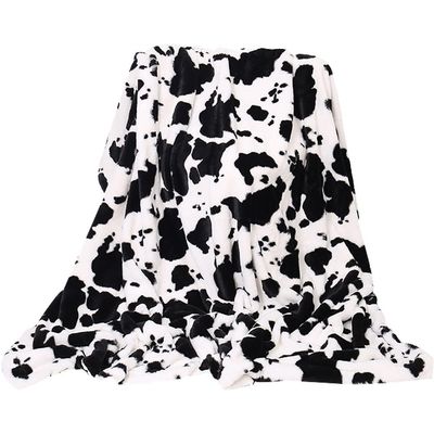 Lipfer Soft Warm Cow Print Double-Layer Plush Flannel Blankets for Children and Adults