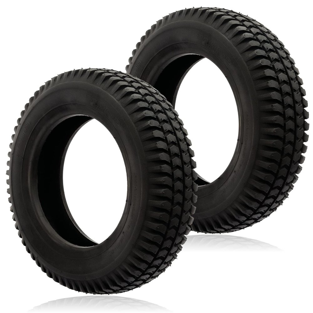 SPARES2GO Pneumatic Mobility Scooter Tires, Block Tread, 300 x 8 mm (3.00 x 8), 8-Inch Rim, 2-Pack