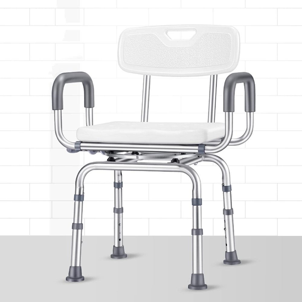 ADITAM Swivel Shower Chair for Seniors with Arms and Backrest