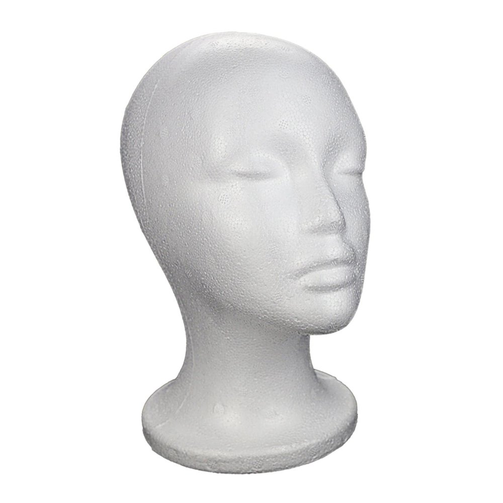 Folpus Women's Foam Head Model Hat and Cap Display Holder, White Hair Rack