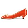 NobleOnly Women's Orange Patent Leather Round-Toe Kitten Heel Pumps, Slip-On, 3.5 cm, EU 36 view 2