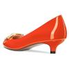 NobleOnly Women's Orange Patent Leather Round-Toe Kitten Heel Pumps, Slip-On, 3.5 cm, EU 36 view 3