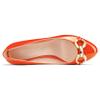 NobleOnly Women's Orange Patent Leather Round-Toe Kitten Heel Pumps, Slip-On, 3.5 cm, EU 36 view 4