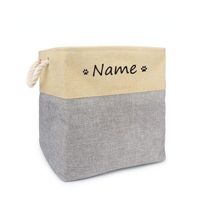krui Foldable Pet Storage Basket with Handle, Personalized Name