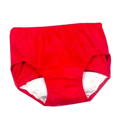 REHOOF Adult Incontinence Underwear, Washable Reusable Cotton Briefs, Breathable, Red, XL