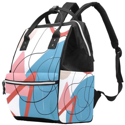 Large-Capacity Multifunctional Waterproof Diaper Backpack for Mom and Dad, Geometric, Color 4, One Size