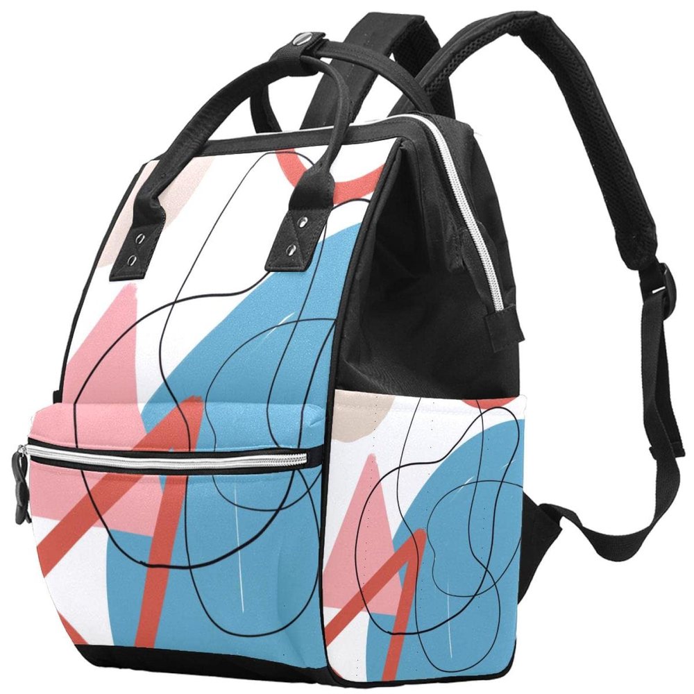 Large-Capacity Multifunctional Waterproof Diaper Backpack for Mom and Dad, Geometric, Color 4, One Size