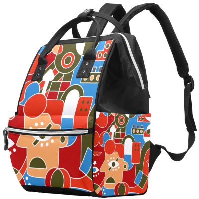 Large-Capacity Multifunctional Waterproof Diaper Backpack for Moms and Dads, Abstract Flowers, Color 9, One Size